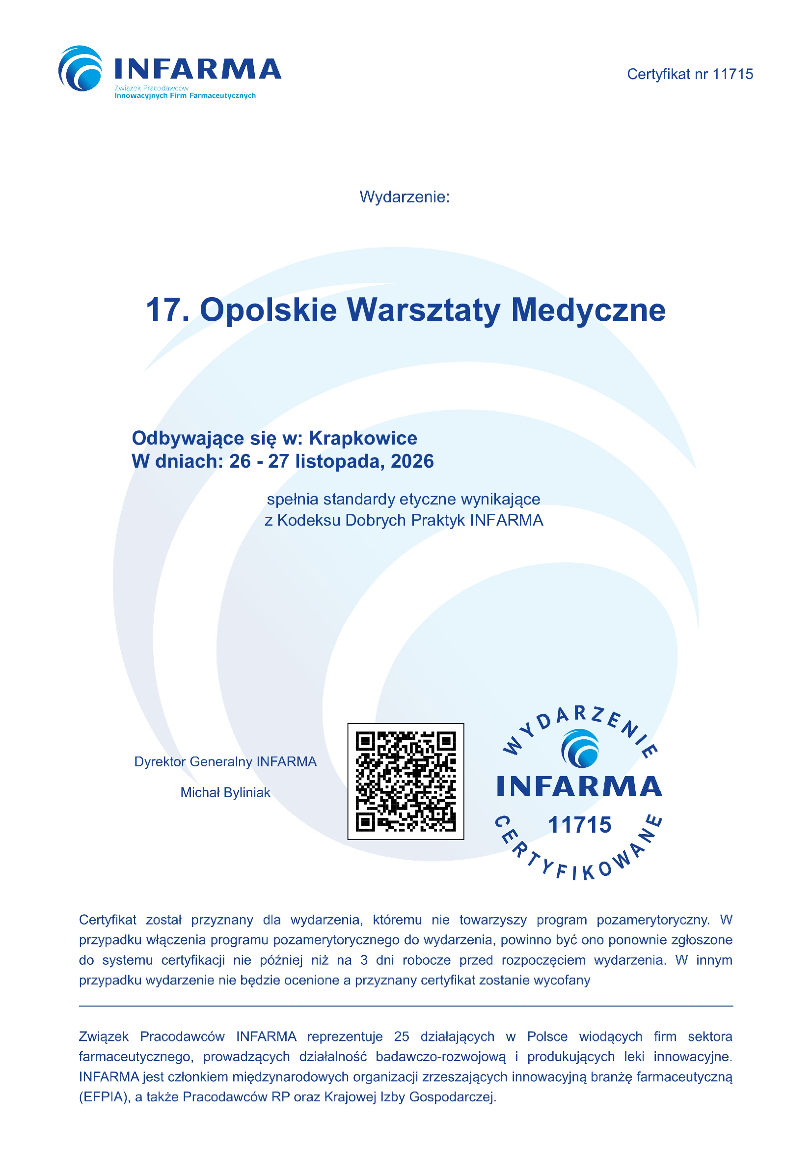 INFARMA Certyfikat